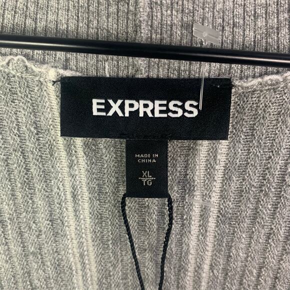 New Express Gray Striped Open Cardigan Size XL Women's - Picture 6 of 9